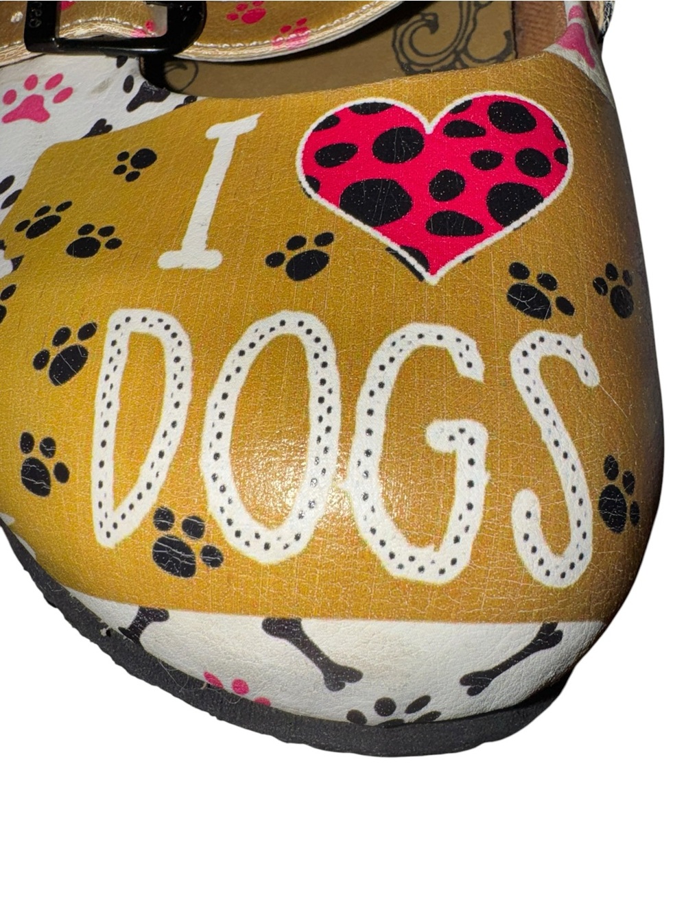 Calceo Dog Print Clogs EU 41 US 10 Leather Comfort Cute Slip On Sandals